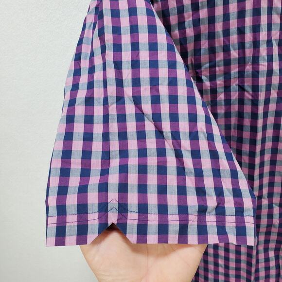 Zachery Prell Shirt Mens XL Plaid Button Front Purple Blue Short Sleeve Collared - Picture 6 of 11